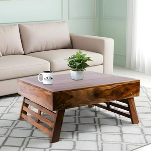 Table basse rustique en bois massif rectangulaire, table centrale moderne pour salon, table de canapé, mobilier artisanal en gros - Product Image 1