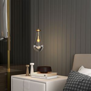 Lampadario Moderno a Goccia Trasparente con Asta in Ottone, Illuminazione per Isola Cucina e Sala da Pranzo, Eleganti Lampadari e Luci Pendenti - Product Image 4