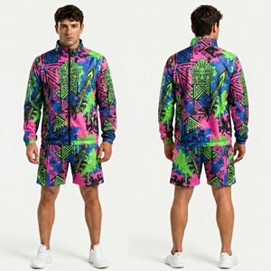 Desert <b>Camouflage</b> Sublimation Windbreaker Jacket Shorts Tracksuit Set Lightweight Polyester Hooded Outdoor Training Sportswear - Product Image 6