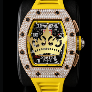 Luxury Men's Sport Antique Classic Simple Hip Hop Iced Square Case Stainless Steel Quartz Movement Watch VVS Moissanite Yellow - Product Image 1