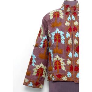 Veste Courte Décontractée pour Femme, Broderie Florale Boutonnée, Faite Main, Écologique, Style Plage, Hiver - Product Image 6