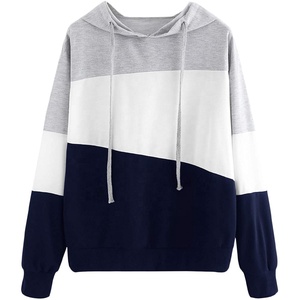Sudaderas CON CAPUCHA DE MODA informales para mujer de diseño OEM, Jersey ligero de manga larga con bloque de Color, sudadera, chándal Terry con cuello con capucha - Product Image 1
