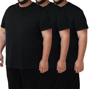 T-shirt en coton noir à manches courtes et col rond pour homme, coupe classique, tricoté en jersey, respirant, couleur unie - Product Image 6