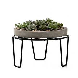 Modern Iron Planter <b>Stand</b> Powder Coated Black Round Rust Resistant Lightweight <b>Large</b> for Indoor Garden - Product Image 1