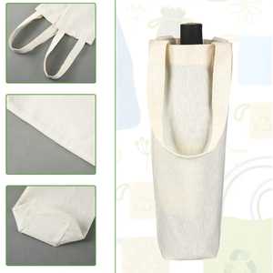 Durable bottle-sleeve grocery bag made of 100% cotton with custom design & labelling for storage of wine and milk - Product Image 4