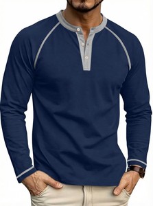 Camiseta de Algodón de Lujo para Hombre, Tela Suave Premium, Corte Ajustado, Cuello Redondo, Estilo Urbano Minimalista, Manga Larga, Casual, Ecológica, 220g - Product Image 5
