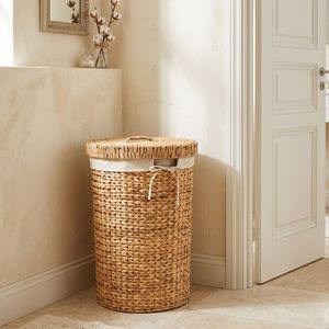 Handwoven Water Hyacinth <b>Laundry</b> <b>Basket</b> <b>with</b> <b>Lid</b> Natural Storage <b>Basket</b> for Home Organization - Product Image 1
