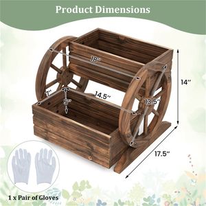 Jardinera Elevada de Madera de Abeto Carbonizada de 2 Niveles, Estilo Clásico, con Orificios de Drenaje, para Hierbas y Vegetales, Apta para Macetas - Product Image 4