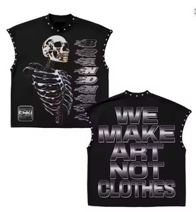 Custom Sleeveless Vest T-shirt Custom Print Oversized Boxy <b>Rhinestone</b> Men's tank <b>Top</b> High Quality Graphic Streetwear - Product Image 2