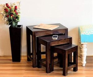 Wooden Modern <b>Nesting</b> Tables Stackable Square Tabletop for Living Room Bedroom Housewarming Home Decor Indoor Use - Product Image 4