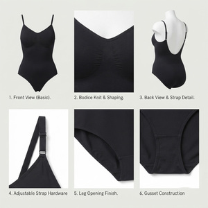 REDDITO Body gainant sans couture pour femme, maintien moyen, en jersey tricoté, Spandex et Coton, antibactérien, respirant, écologique - Product Image 4