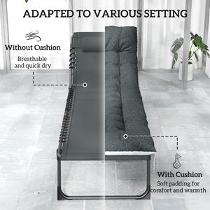 Set di 2 Chaise Longue Grigie da Esterno con Telaio in Alluminio a 5 Livelli, Sedie Pieghevoli da Piscina con Cuscini in Corda per Hotel - Product Image 5