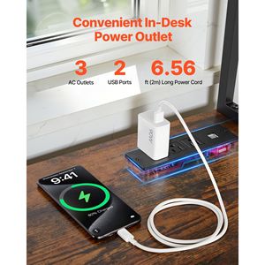 Scrivania da Gaming a L Reversibile da 62,2 Pollici con Luci LED, Supporto CPU e Prese di Corrente, Supporto per Computer Mobile con Spazio di Archiviazione - Product Image 4