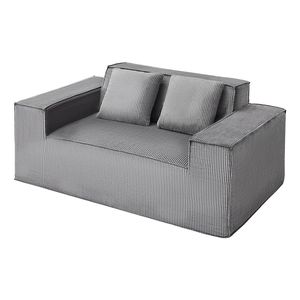 Divano Moderno a 2 Posti da 63 Pollici con Braccioli Arrotondati, Morbido Divano in Velluto a Coste e Molle Insacchettate, Comodo Divano a 2 Posti per Soggiorno - Product Image 1