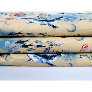 Tela 100% algodón con estampado de peces, ecológica, transpirable, de secado rápido, ligera, de tejido cruzado de Rajastán para ropa de mujer y niña. - Product Image 1