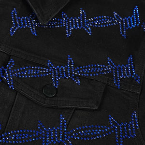 Chaqueta Vaquera Personalizada con Pedrería para Hombre, Estilo Hecho a Mano, Elegante Chaqueta Vaquera con Pedrería para Hombre, Chaqueta de Mezclilla Negra, Chaquetas para Hombre - Product Image 3