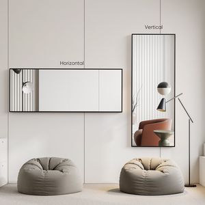 Miroir rectangulaire pleine longueur 71x26 pouces, cadre en alliage d'aluminium avec support, noir, à poser au mur ou à appuyer, pour couloir et salon - Product Image 5