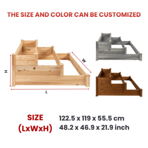 Manufacturer 3-<b>Tier</b> Elevated Wood Plant Boxes Home-Efficient Raised Garden Bed <b>Planter</b> with Flower Pots - Product Image 2
