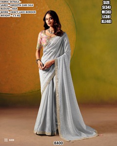 Neel Tara Smooth Zari Traditional Women's <b>Saree</b> Moisture Wicking & Wrinkle Free Winter Ready for Wedding & Party Occasions - Product Image 3