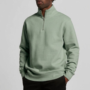 Sweat-shirt minimaliste à col zippé en coton premium, streetwear, vêtements personnalisés à marque privée pour les marques et les boutiques de mode - Product Image 1