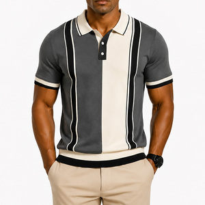 Camisa de Hombre de Manga Corta con Botones, Tejida en Poliéster, con Bloques de Color y Rayas, Casual, Transpirable, de Corte Regular, con Estampado de Secado Rápido - Product Image 5