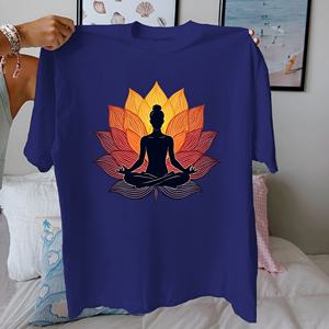 Meditación Pose meditativa con Lotus Camiseta de algodón puro Mujer ajuste cómodo - Product Image 4