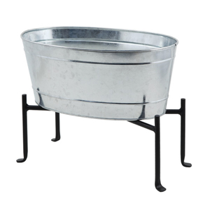 Bac à boissons en métal galvanisé de haute qualité, résistant à la rouille, grand seau à glace ovale avec poignées portables pour fêtes et mariages - Product Image 3