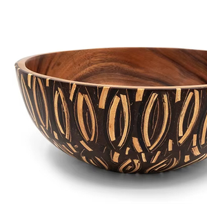 Tazón para Servir Hecho a Mano con Madera de Acacia Ecológica e Incrustaciones de Cáscara de Coco, 30cm X 25cm, Apto para Alimentos, Uso Doméstico, Hecho en Indonesia - Product Image 1