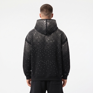 Sudadera con Capucha Extra Grande para Hombre, con Pedrería, Diseño de Puntos Negros, Estilo Urbano, de Forro Polar, Corte Regular, para Invierno - Product Image 2