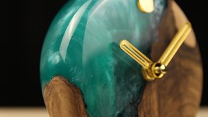 Classic Luxury Epoxy Resin & Wooden <b>Table</b> <b>Clock</b> Gifting Home Decor Handmade Customized Ocean Design Restaurants - Product Image 2