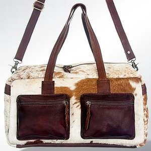 Bolsa de Viaje de Cuero Vacuno Vintage, Bolsa de Fin de Semana de Gran Capacidad, con Cierre, Portátil, Ligera y Duradera - Product Image 6