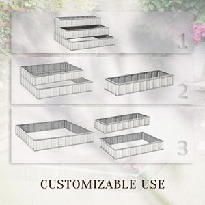 Fioriera Rialzata Quadrata in Metallo Bianco a 3 Livelli per Ortaggi e Erbe da Giardino - Kit Incluso Guanti - Product Image 4