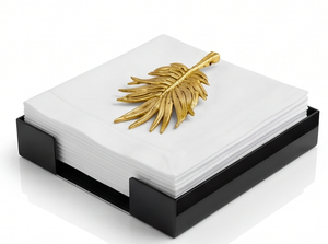 Porte-serviettes moderne en feuille d'or, cadre en métal noir, serviettes en papier blanches, design glamour pour la cuisine, la maison et l'hôtel. - Product Image 2