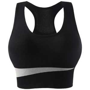 Womens Seamless <b>Racer</b> <b>Back</b> High Support Sports Bra Medium for Crop <b>Top</b> Quick Dry Spandex Wide Elastic Band Two-Tone - Product Image 2