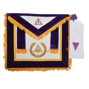 Delantales Masónicos Personalizados NESTA SPORTS, Azul y Blanco, con Bordado de Encaje, 14º Grado, Rito Escocés, Insignia de Cuero Premium con Pin - Product Image 6