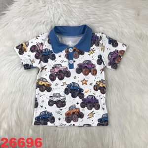 Camiseta con Estampado de Personajes para Niños, Camiseta de Tela de Seda de Leche con Hombros Descubiertos para Bebés, Ropa de Verano para Bebés y Niñas, Cuello <span class=keywords><strong>Polo</strong></span> - Product Image 4
