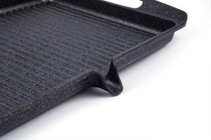 Big Roast <b>pan</b> 38 - Roast <b>pan</b> <b>Cast</b> Aluminum Nonstick Square and Round Cookware with Long Lasting Marble Coating - Product Image 5