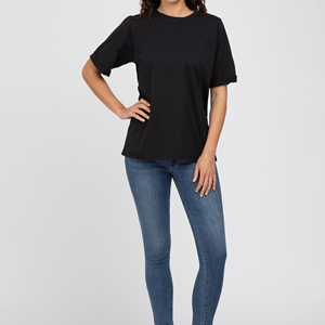 Camiseta de Mujer para Primavera/Verano 2026, Cuello Redondo, Bolsillo Frontal, Color Sólido, Casual, con Logotipo, Corte Regular, Transpirable, Tallas Grandes, ODM - Product Image 4