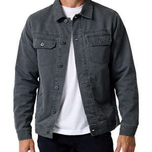 Customized Men's Denim <b>Jacket</b> for Autumn Vintage Streetwear Button Decoration Distressed Print Button Closure Regular Fit - Product Image 4