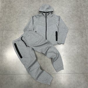 Ensemble de survêtements de sport pour hommes, très tendance, avec fermeture éclair intégrale, personnalisable, vente en gros à prix bas, à capuche, design uni - Product Image 3