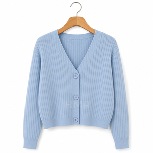 HMR Sisterhood Sorority Acrylic <b>Light</b> Blue Seamless Breathable Stylish Winter Warm Cardigan Sweater Ladies Wear - Product Image 1