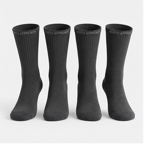 North Approach Crew <b>Socks</b> Solid Black Cotton Breathable Adult Daily Wear Autumn Season - Product Image 1