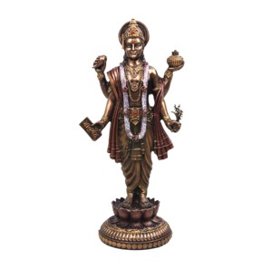 Venta al por Mayor de Artesanías Nirmala, Estatua de Resina Fundida en Frío del Dios Dhanvantari Vishnu Avatar, Acabado en Cobre Antiguo, Religioso Hindú - Product Image 3