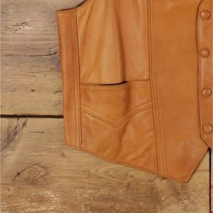 Genuine <b>Leather</b> Motorcycle <b>Biker</b> <b>Vest</b> Custom Western Waistcoat Vintage Sleeveless Riding Apparel with Front Pockets - Product Image 5