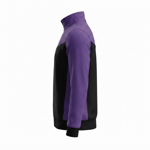 เสื้อแจ็คเก็ตวาร์ซิตี้ผู้ชาย สีม่วงดำลายทาง ตัดต่อสี คอตั้ง ซิปเต็มตัว สไตล์สปอร์ต กันลม แห้งเร็ว ต้านเชื้อแบคทีเรีย - Product Image 4
