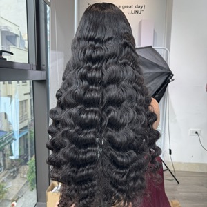 Perruque de cheveux de luxe de haute qualité pour les femmes Loong Deep Wave cheveux vierges vietnamiens Super Double Drawn matière première vendeurs en gros - Product Image 3