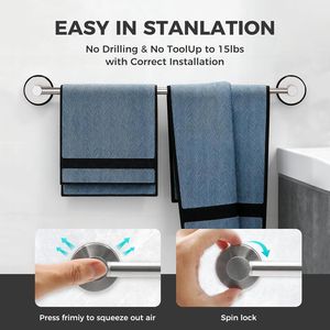 Portasciugamani da Bagno Regolabile da 14,6 a 24 Pollici in Acciaio Inox con Ventosa, Porta Asciugamani da Parete Moderno - Product Image 2