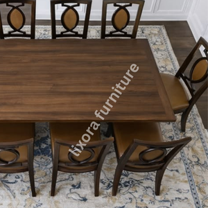 Luxury Handcrafted Solid Wood 6 Seater Dining <b>Table</b> Set Ornate Carved Base Premium Glass <b>Top</b> <b>Decor</b> - Product Image 2