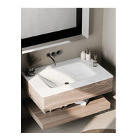 Lavabo rectangulaire en marbre à poser sur comptoir, meuble de salle de bain en bois, design moderne, finition plaquée or, égouttoir facile à nettoyer