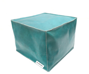 Genuine Leather Pouf in High Quality Blue Color Haironn Leather Used in Home and <b>Offices</b> for Seating and Decor Purposes - Product Image 1